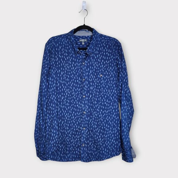 Toad & Co Blue Tree Print Slim Fit Long Sleeve Button Down Shirt Men’s Large - Picture 1 of 8